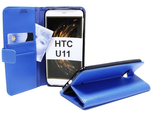 Jalustakotelo lompakko HTC U11 sininen