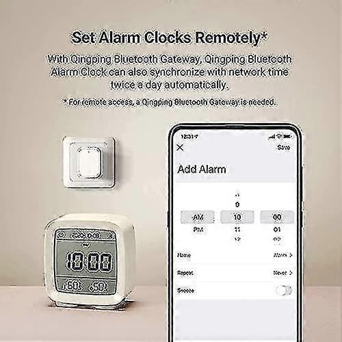 Bluetooth väckarklocka, temperatur- och luftfuktighetsdisplay LCD-skärm justerbar natt