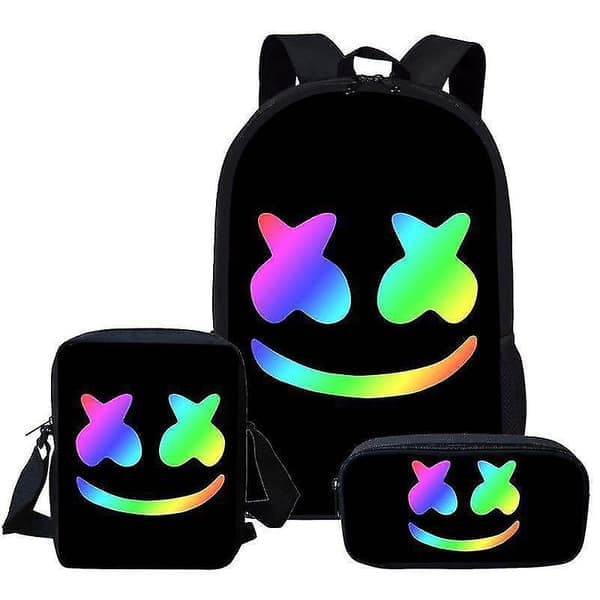 Barn Marshmello Dj 3-delad skolväska Ryggsäck Mönster 1 Pattern 1