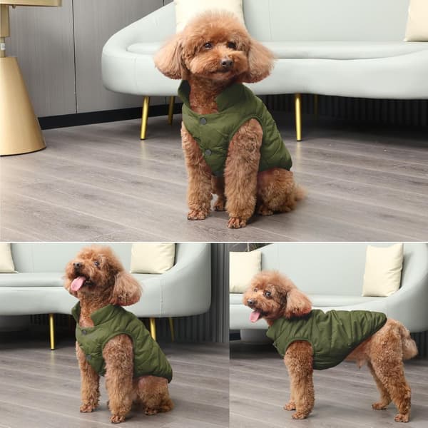 Vindtät Hundjacka med 2-Lagers Fleece Foder - Extra Varm och Mjuk Vinterjacka Grön M Green M