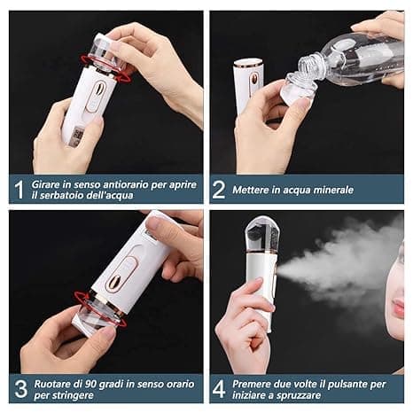 Nano ansiktsspray med hudfuktighetsdetektor, multifunksjonell kaldtåke-luftfukter