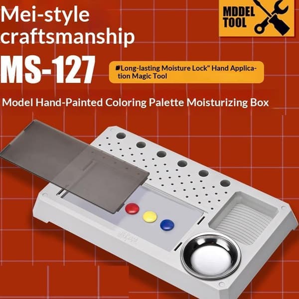 MS127 Handmålad våtpalett med fack för borstklämmor och fuktat diffust papper Diffused Paper
