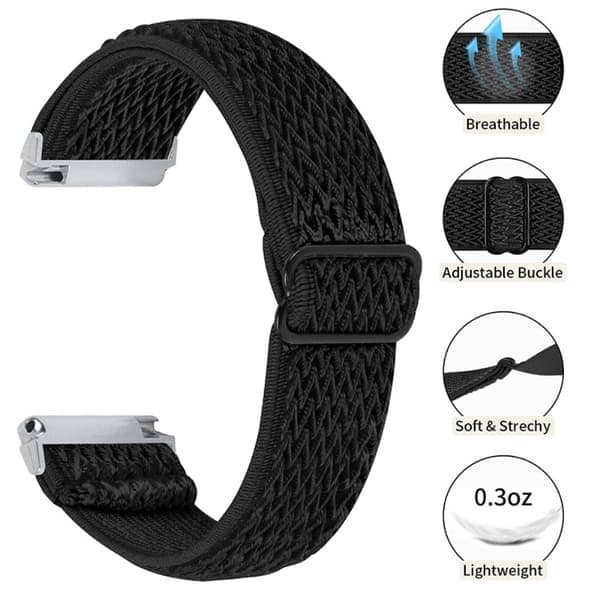 Vevd nylonrem Fitbit Versa/Versa 2 Svart