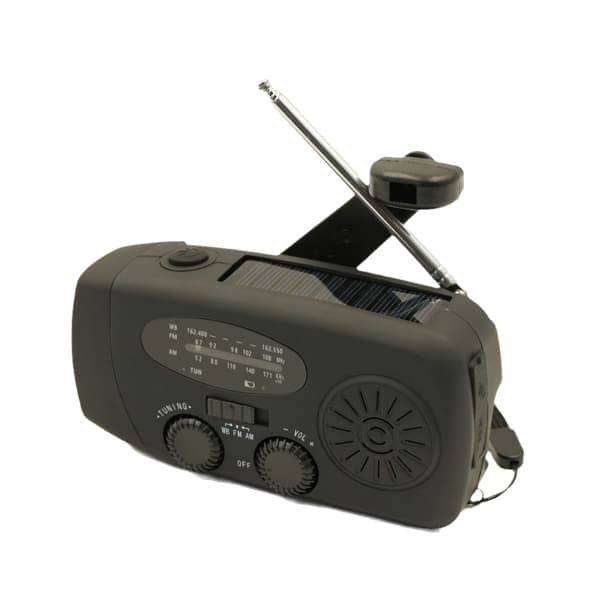 Håndsvingradio med solceller og lommelygte - 2000mAh Powerbank