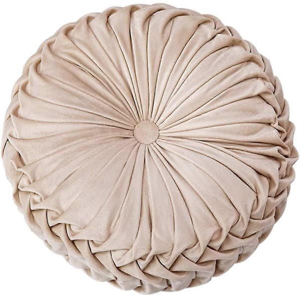 Pyntepute til sofa Dekorativ 3D gresskar rund fløyelspute til sovesofa stol gulv 15\"X15\", beige