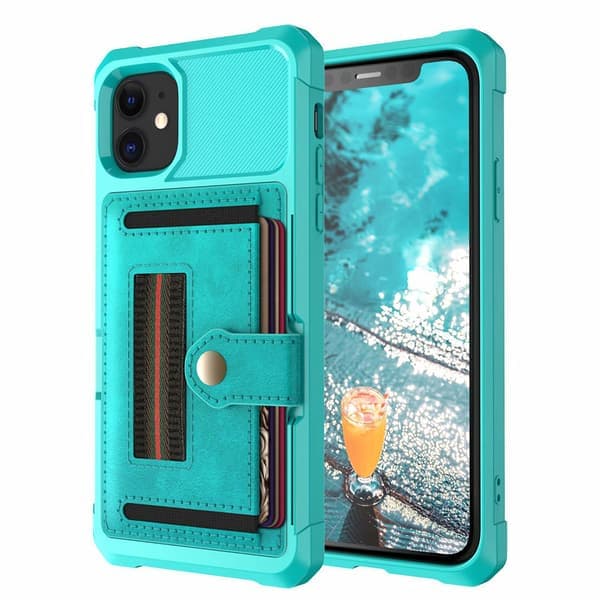 Glatt deksel med kortholder - iPhone 11 Blå Blå