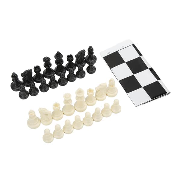 32 schackpjäser i plast, medeltida, internationell standard, schackset med schackbräde