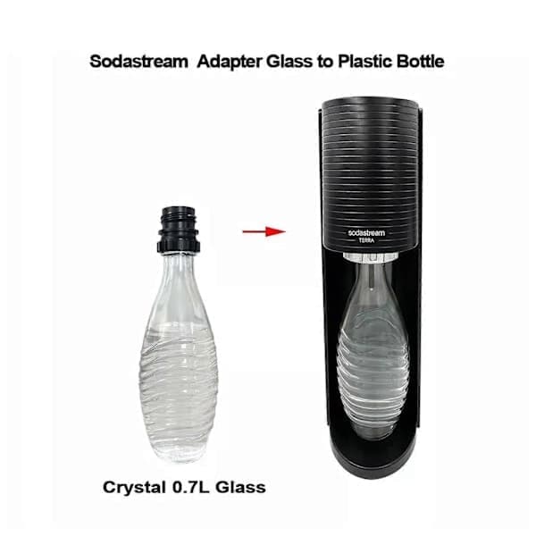 Sort Quick Connect Adapter til Sodavandsflaske til SodaStream Crystal 0,7L Glasflaske