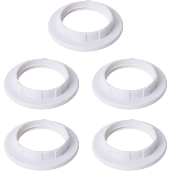 5 stk E14 Reduksjonsring for Lampeskjermer, Hvit Lampeskjerm Ring Adapter Omformerplate