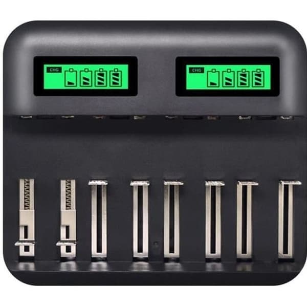 AA/AA/CD oppladbar batteriboks, multifunksjonell smart USB-batterilader med LCD-skjerm
