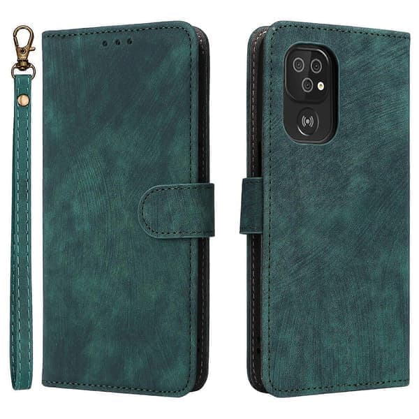 PU Læder Wallet Case med Støttefod og Rem til Doro 8100/8200 [DB] Grøn Green