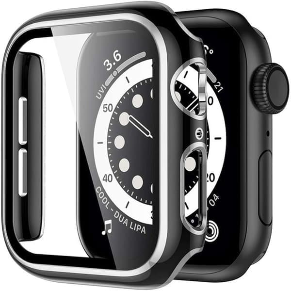 Kova kotelo lasisella näytönsuojalla 44mm, musta