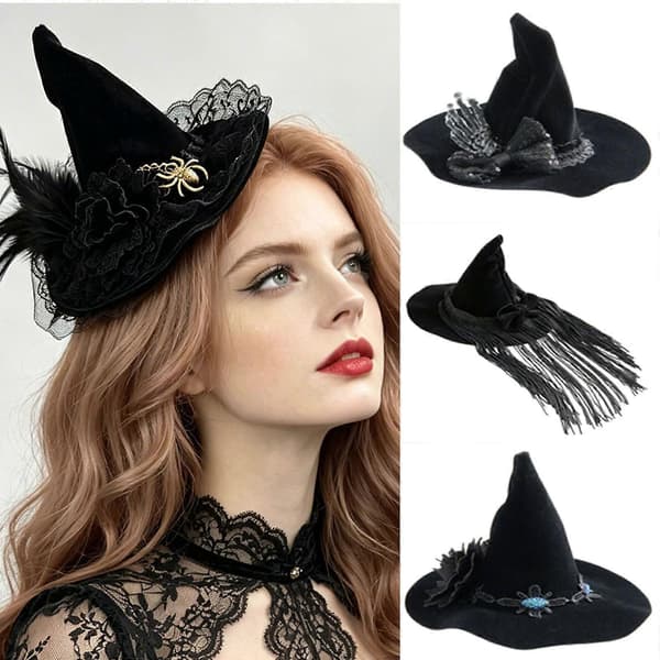 Gotisk stil edderkopper blomst fjær hårnål elegant heksehodeplagg for kvinner jenter Halloween utkledning seksjon 2