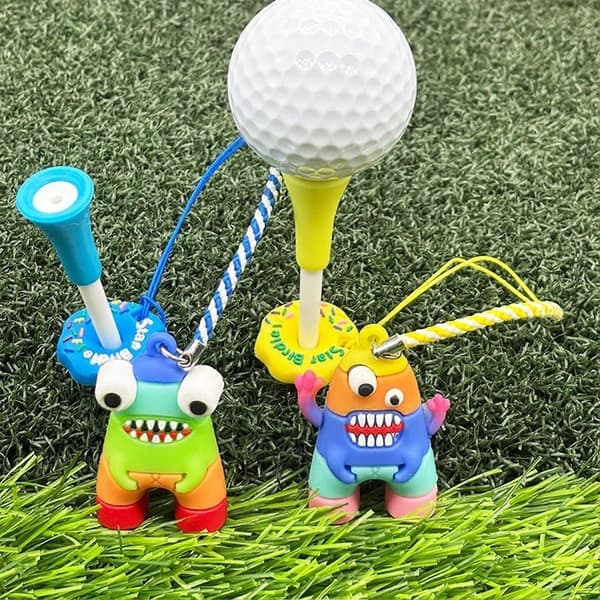 Anti Lost Plast Golf Peg Hanger Tecknad Golf Peg Ring med Rem Peg Förlustskydd Golf Gul