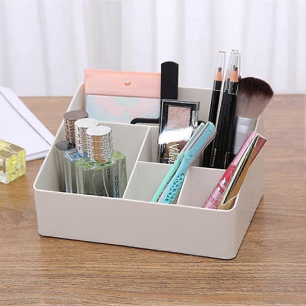 Skrivebords Makeup Organizer Opbevaringsboks til Kosmetik Multifunktionel Hvid