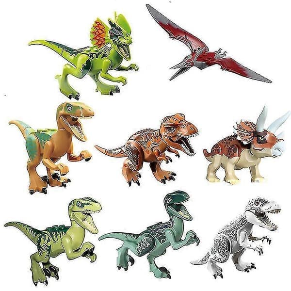 8 stk. Jurassic Dinosaur Byggeklodser Minilegetøj