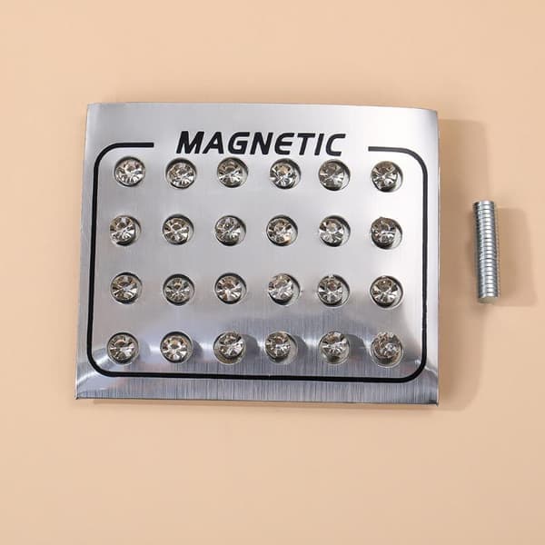 Magnetiska örhängen 4/5/6MM runda kristaller utan piercing 5MM silver 5MM Silver