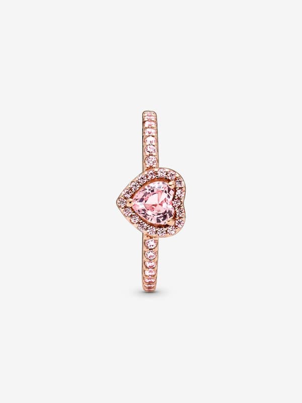 Pandora - Glitrende Forhøyet Hjertering - 14k rosegullbelegg Omkrets: 54mm Circumference: 54mm