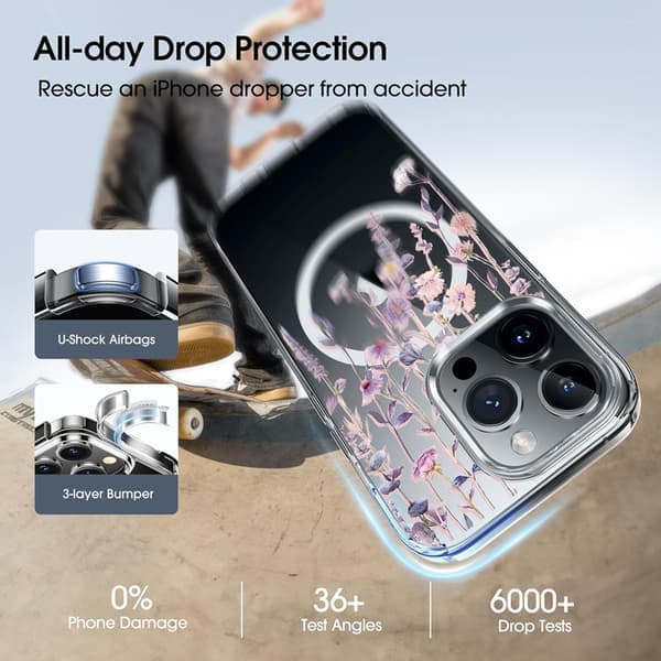 Lämpligt transparent blomfodral av hög kvalitet för Apple mobiltelefon 16PLUS 16PLUS