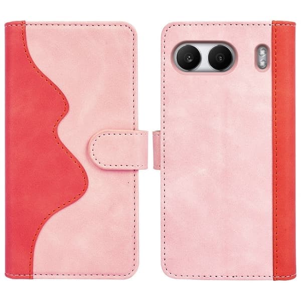 Tvåfärgat OnePlus Nord 4 läderfodral - Rosa Rosa