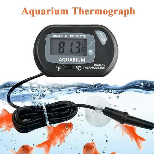 Akvarietermometer, LCD digitalt elektronisk termometer med sugekopp vanntemograf