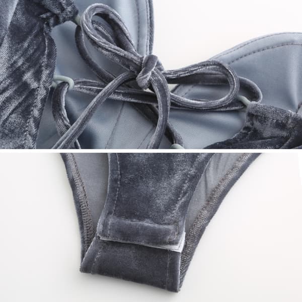 Dame V-hals Sexy Fløyel Stroppeløs Bodysuit Jumpsuit Hjerteformet Mørkegrå M Gray M