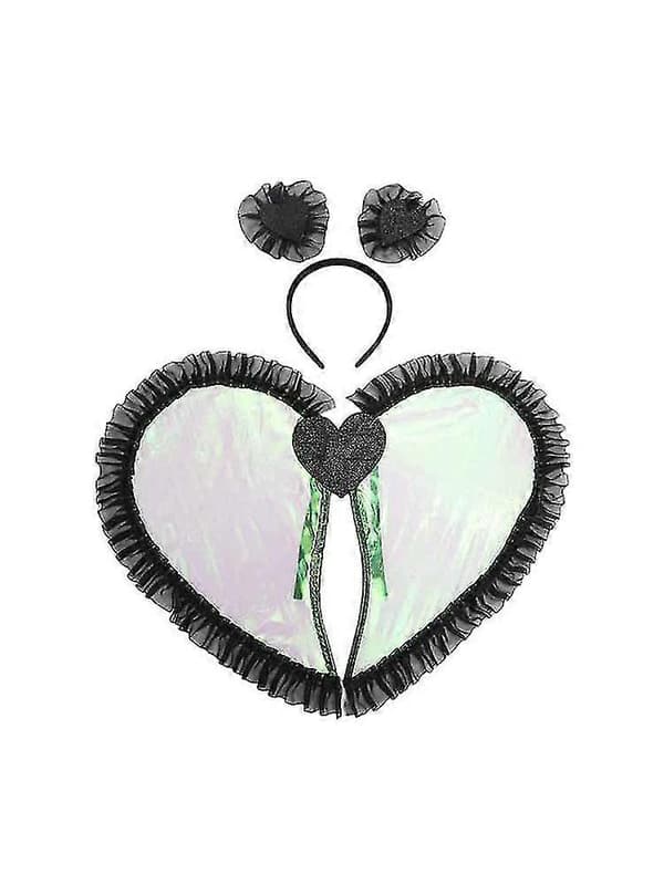 Børneenglekostume med hjertevinger og pandebånd, sæt med 2 til fest, Valentinsdag, koncert