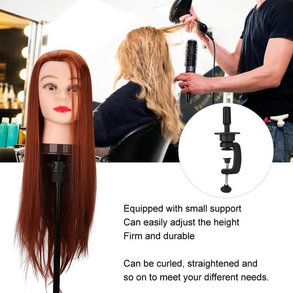 Parykk Hår Mannekenghode Hårstyling Fletter Trening Øvelseshode Modell Rødbrun
