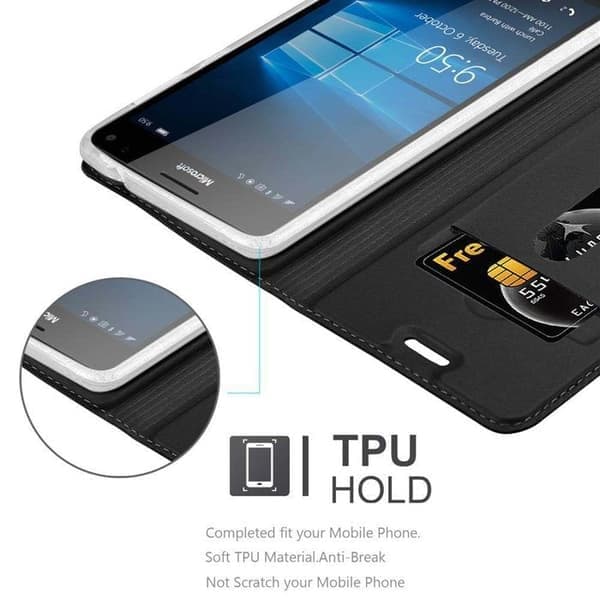 Flip Cover til Nokia Lumia 950 XL Klassisk Sort Pung Stødsikker Sort