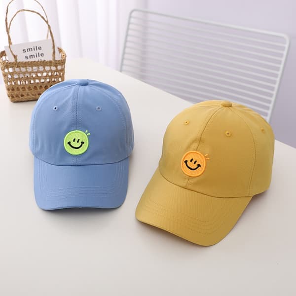 Smiley Face Lue Barn Baseballcap Jenter Gutter Justerbar Småbarn Baseballcap Søt Broderte Lue 4-10 År Blå