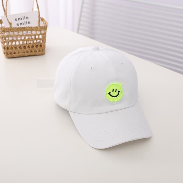 Smiley Face Lue Barn Baseball Cap Jenter Gutter Justerbar Småbarn Baseball Cap Søt Broderte Lue 4-10 År Hvit