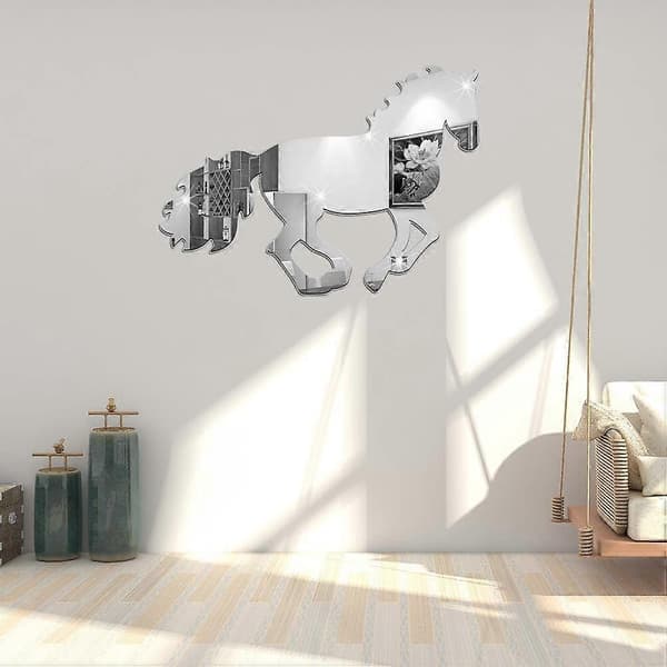 Hestespeil Veggdekor - DIY Akryl Kunst Collage Dekorasjon - Sølv