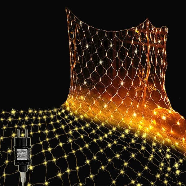 2m x 2m LED lysgardin med net, 144 lys, varm hvid, plug-in