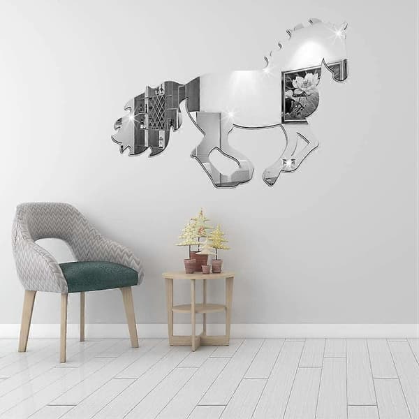 Hestespeil Veggdekor - DIY Akryl Kunst Collage Dekorasjon - Sølv