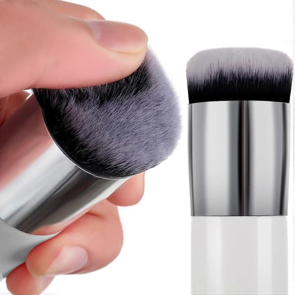 2 stk. Foundationbørste Chubby Makeupbørste Rejsepudderbørste til blanding af flydende, creme- eller pudder-makeup