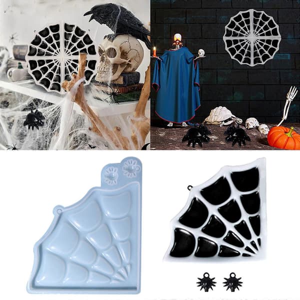 Spiders Web Harpiksform Halloween Stereo Silikoneforme Epoxy Støbeform til Væghængende Montering Indretning DIY Håndværk