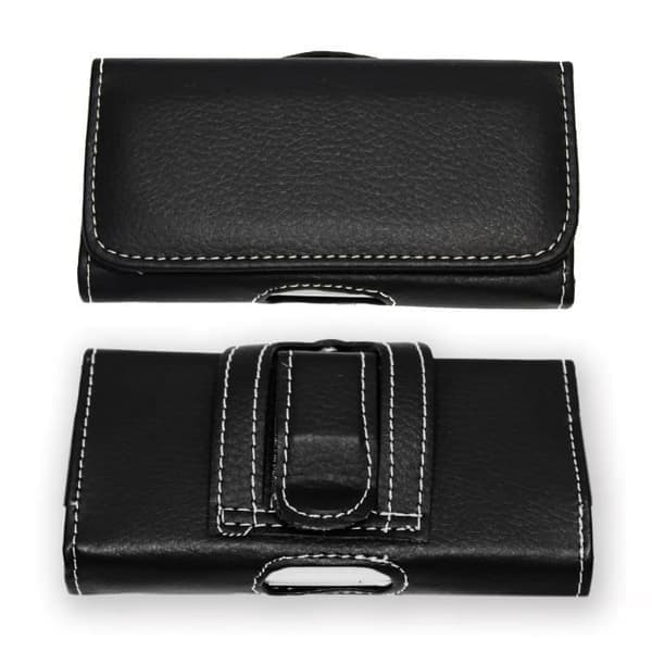 Etui - Asus - Zenfone Pegasus 4A - Præget læder - Magnetisk lukning - Bælteclips Sort