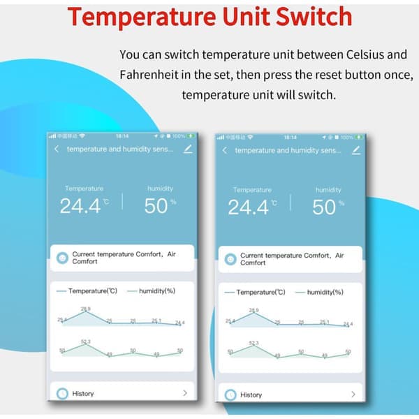 App trådløs hygrometertermometer støtter Alexa dataeksport