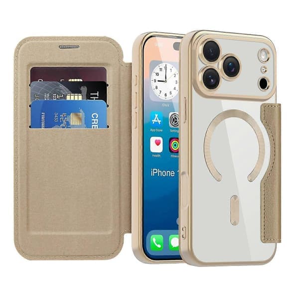 För iPhone 17 Pro-fodral kompatibelt med MagSafe lädertelefonfodral