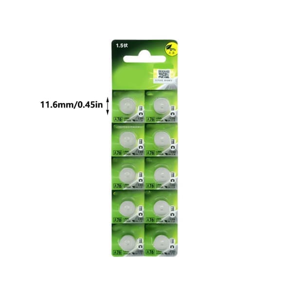 10 stk AG13 Knappcelle LR44 A76 357 357A LR1154 SR1154 SR44 GP76 Knappbatteri