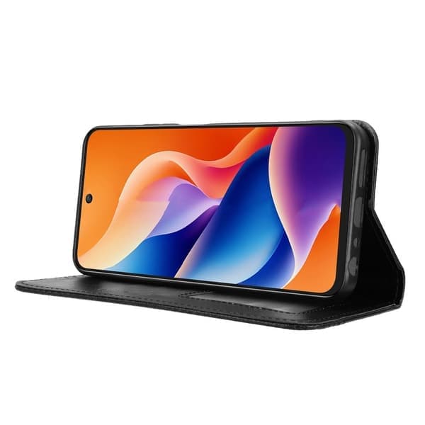 Til TCL 605 4G / 60 SE Pung Etui med Stand Retro Tekstur - Sort Sort