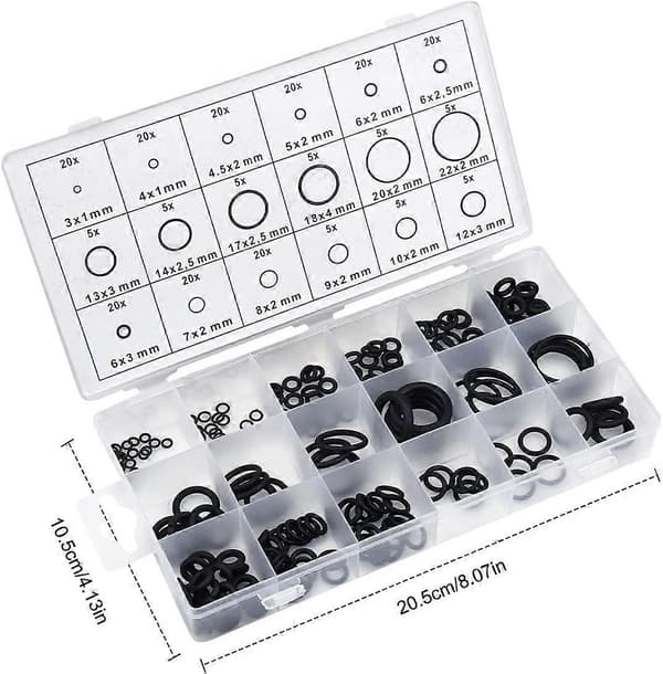 225 STK 18 Størrelser Sort O-rings Sortimentssæt, 3mm-22mm Nitrilgummi O-ringsæt Metrisk