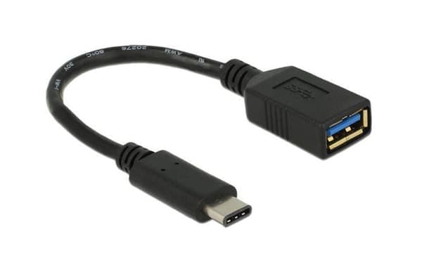 Delock USB-C uros–USB-A naaras -adapteri, 15 cm - musta