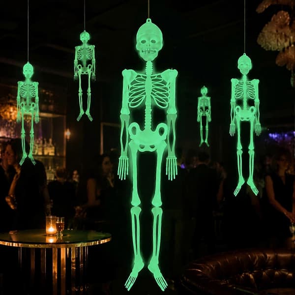 Glow in Dark Skeleton - 90cm-1.5m Fluorescerende Rekvisit - til Spøgelseshus