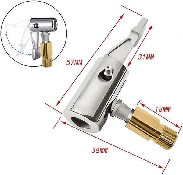 Bil dekkpumpe, luftpumpe, luftchuck dekkventil kobling, adapter, bilventil, spakplugg type 2