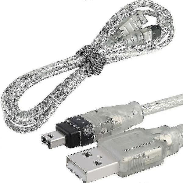 USB til 4-pinners FireWire IEEE 1394-kabel for Mini DV HDV videokamera PC-redigering, Sony/JVC/Panasonic