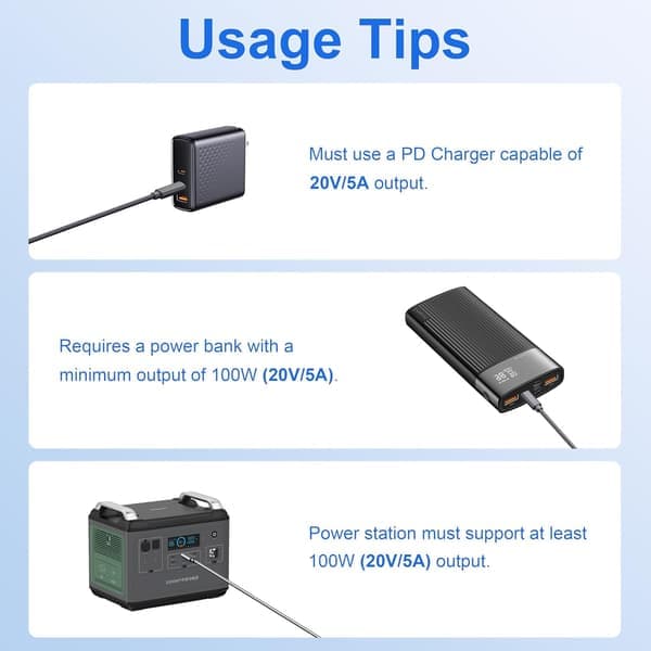 Starlink 2m Mini-kabel USB-C til DC Vanntett 100W Inngang Utendørs Camping Reise Arbeid