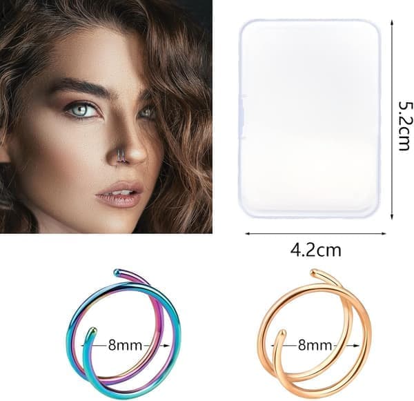 20G Dobbel Nesepiercingring for Enkel Piercing - 2-36 Stk Smykker Kvinner 5 Farger