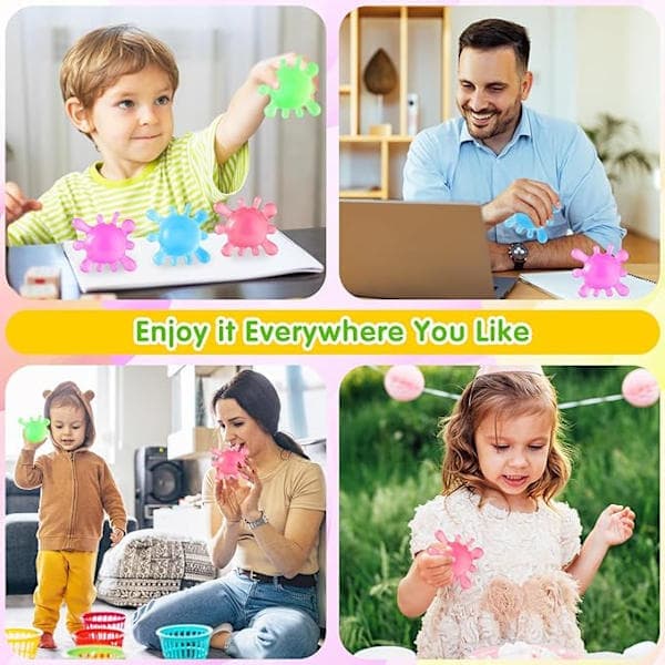 NeeDoh Kids Squeeze Ball, Splat Stick Squishy Leksaker, Squeeze Splash Leksaker, Lindra Ångest, Ice Soft Squeeze Cube Maltosbollar Blå Blå Blue