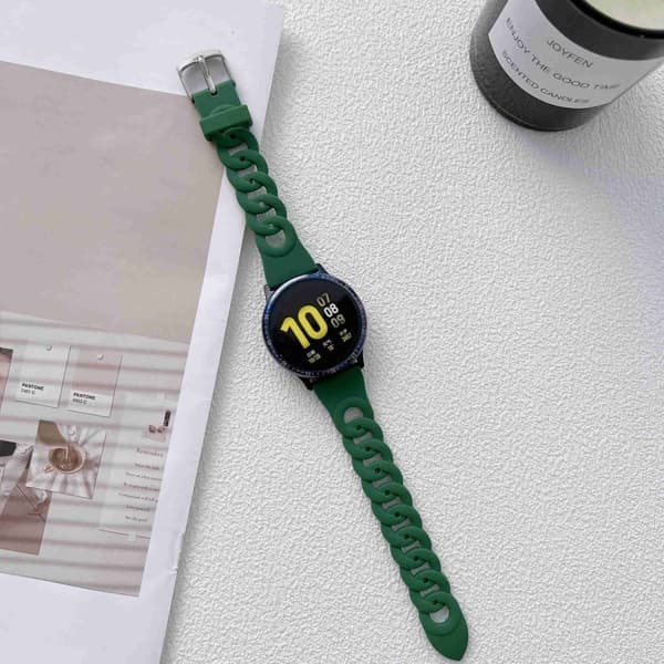 22 mm universellt silikonarmband med cool cirkeldesign - Militärgrön